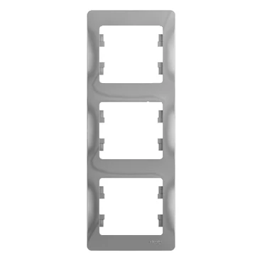 GLOSSA Рамка 3 поста вертикальная алюминий Systeme Electric GSL000307