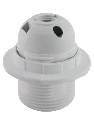 Патрон Е27 с кольцом термостойкий пластик белый