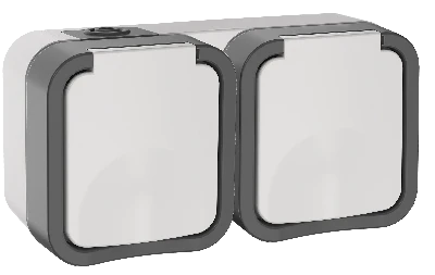 Розетка 2-местная горизонтальная TORS 16А IP55 белый IEK TS-R26-16-55-G-K41