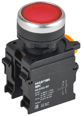 Кнопка с фиксацией d=22мм 1NO+1NC красная MASTER IEK