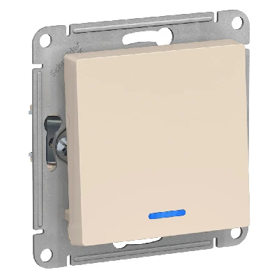 Выключатель одноклавишный ATLASDESIGN с подсветкой схема 1а 10АХ механизм бежевый Systeme Electric ATN000213