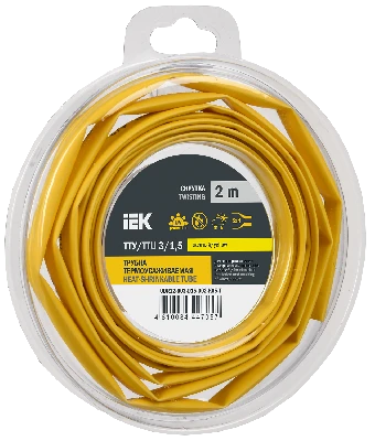 Трубка термоусадочная ТТУ нг-LS 3/1,5 желтая (2м/упак) IEK UDR12-003-D15-002-K05-T