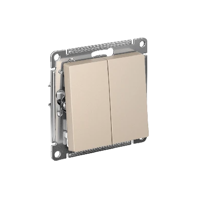 ATLASDESIGN 2-клавишный ВЫКЛЮЧАТЕЛЬ, сх.5, 10АХ, быстрозажимные клеммы, ПЕСОЧНЫЙ