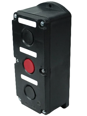Пост управления ПКЕ 222-3 У2, 10А, 660В, 3 элемента, чёрный и красный цилиндр, накладной, IP54 Электротехник ET519078