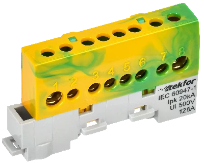 TEKFOR Шина PE земля изолированная на универсальном держателе 8х12-8-ЖЗ IEK