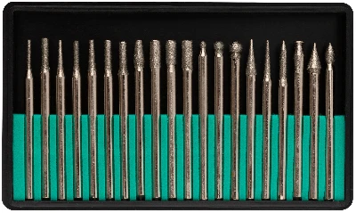 Шарошки, усиленная сталь с алмазным напылением, штифт диаметр 3 мм, 20 шт FIT 36485