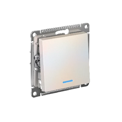 ATLASDESIGN 1-клавишный ПЕРЕКЛЮЧАТЕЛЬ с подсветкой, сх.6а, 10АХ, быстрозажимные клеммы, ЖЕМЧУГ