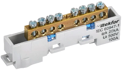 TEKFOR Шина N ноль неизолированная на универсальном держателе 6х9-8-С IEK