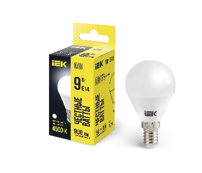 Лампа светодиодная G45 шар 9Вт 230В 4000К E14 IEK LLE-G45-9-230-40-E14