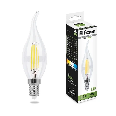 Лампа светодиодная LED 7вт Е14 белый свеча на ветру FILAMENT FERON LB-67 25781