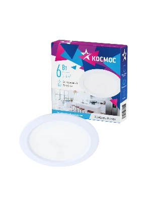 Светильник светодиодный ДВО-6 Вт 6400K 480 Лм белый