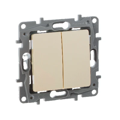 ETIKA Выключатель двухклавишный слоновая кость безвинтовые зажимы 10АХ Legrand 672302