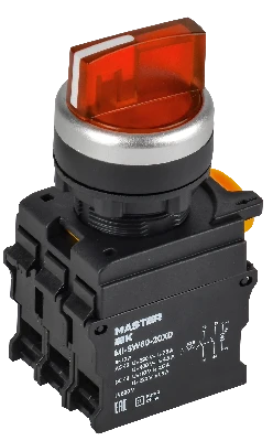 Переключатель с подсветкой 3 полож. 2NO красный MASTER IEK