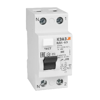 Выключатель дифференциального тока (УЗО) без защиты от сверхтоков 2П 16А 10мА ВД1-63-2116-АС-УХЛ4- КЭАЗ 221900