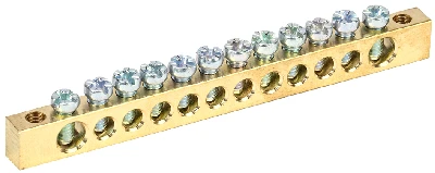 Шина PEN земля-ноль 6х9мм 12/2 (12групп/крепеж по краям) IEK YNN11-12-100