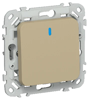 FLITE Выключатель 1-клавишный проходной с индикацией 10А ВС61-1-1-ФлХ хаки IEK