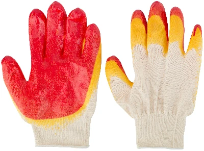 Перчатки вязаные х/б с двойной латексной заливкой наладонника РОС 12469