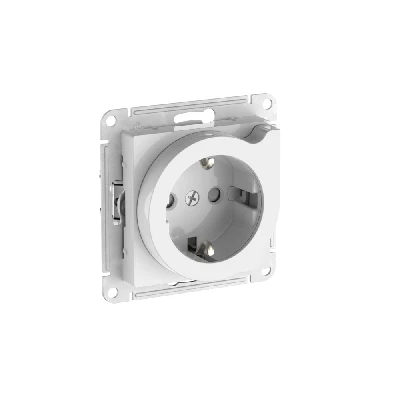 ATLASDESIGN РОЗЕТКА с заземлением со шторками с выталкивателем, 16А, быстрозажимные клеммы, БЕЛЫЙ