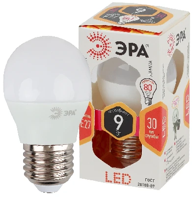 Лампа светодиодная LED 9 Вт 720Лм 2700К шар теплый E27 170-265В LED P45-9W-827-E27 Standart
