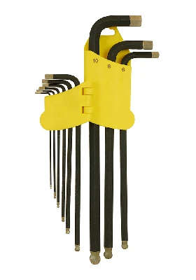 Набор шестигранных ключей супер-длинных сталь S2 шариковый наконечник алмазное покрытие 1.5-10'мм (1 комплект - 9 шт)