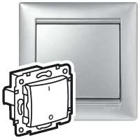 Выключатель 1-клавишный проходной 3-полюсный 10А 400Вбезвинтовое крепление алюминий VALENA