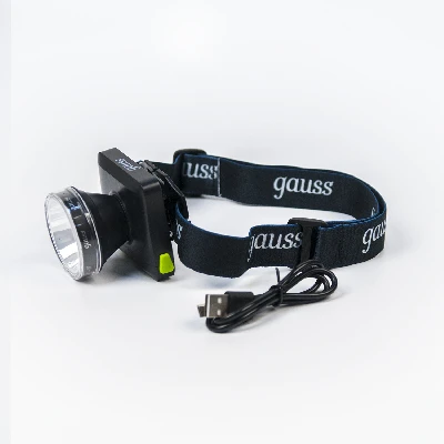 Фонарь светодиодный налобный 5 Вт 100 лм Черный IP64 аккумуляторный Li-ion 3000мАч диммируемый GFL Gauss