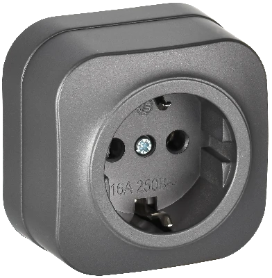 GLORY Розетка 1-местная для открытой установки с заземлением без защитных шторок 16А РС20-3-ХСм сталь матовый IEK