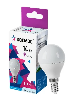 Лампа светодиодная LED 14Вт Шар 220В Е14 D45х80 6500К холодный 1260 лм