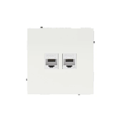Компьютерная розетка RJ-45 без шторки, кат.6А двойная, KANT, белая магнолия