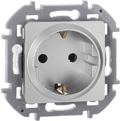 Розетка 2К+З немецкий стандарт 16 А 250 В~ INSPIRIA алюминий Legrand 673722
