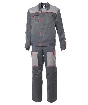 Костюм мужской ФАВОРИТ-2 куртка, полукомбинезон, цвет тёмно-серый с серым и красным, р-р 52-54 104-108/182-188
