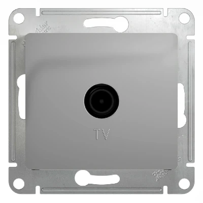 GLOSSA Розетка телевизионная TV проходная в рамку 4дБ алюминий Systeme Electric GSL000392