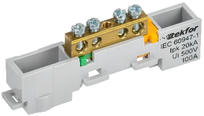 TEKFOR Шина PE земля неизолированная на универсальном держателе 6х9-4-Ж IEK