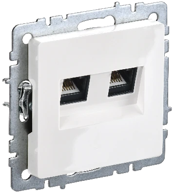BRITE Розетка двойная RJ11+RJ45 кат.5E РК/Т12-БрБ белый IEK BR-KT20-O-1-K01
