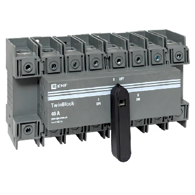 Рубильник 40A 4P реверсивный c рукояткой для прямой установки TwinBlock