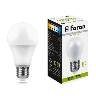 Лампа светодиодная LED 5вт Е27 белый шар FERON LB-38 25405