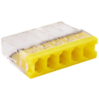 Клемма соединительная  5-контактная Elеctrodeel. Диапазон сечений 0,5-2,5 мм2. Номинальный ток/напряжение: 24А/450В. Electrodeel ED 772-205