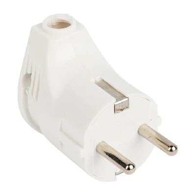 Вилка угловая с заземлением белая 16А 250В EKF AVY16-10