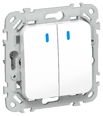 FLITE Выключатель 2-клавишный проходной с индикацией 10А ВС62-1-1-ФлБ белый IEK