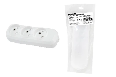 Колодка розеточная 3 гнезда 2П б/з 10А 250В белая серии Народная