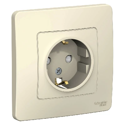 BLANCA скрытой установки розетка с заземлением со шторками, 16А, 250В, молочный Systeme Electric BLNRS001112