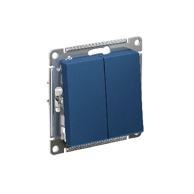 ATLASDESIGN 2-клавишный ВЫКЛЮЧАТЕЛЬ, сх.5, 10АХ, быстрозажимные клеммы, АКВАМАРИН