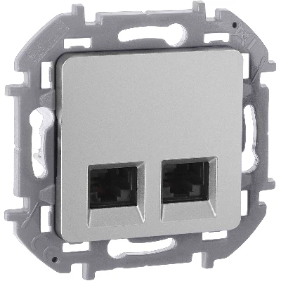 Розетка компьютерная двойная RJ45 категория 6 UTP алюминий INSPIRIA