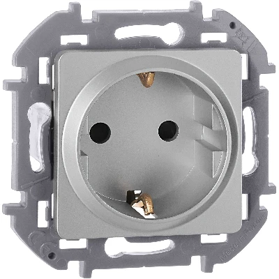 Розетка 2К+З со шторками немецкий стандарт 16 А 250 В~ INSPIRIA алюминий Legrand 673732