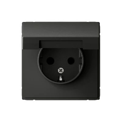 ARTGALLERY розетка с заземл. со шторк. с крышкой, 16А, IP20, механизм, базальт Systeme Electric GAL001446