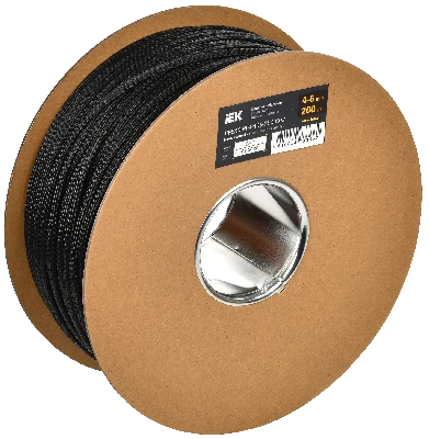 Оплетка кабельная 4-6мм полиэстер 200м черная IEK UBS10-PL-0406-200-K02