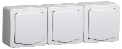 Гермес PLUS Розетка тройная с заземлением наружная белая IP54