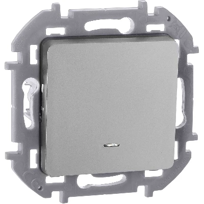 Выключатель одноклавишный с подсветкой/индикацией INSPIRIA 10 AX 250 В~ алюминий Legrand 673612