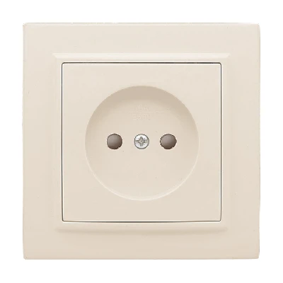 Розетка одноместная СП без заземления 10А с защитными шторками бежевый Минск EKF ERR10-022-200
