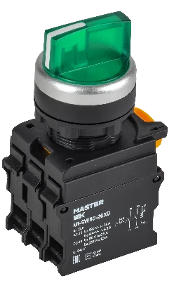 Переключатель с подсветкой 3 полож. 2NO зеленый MASTER IEK